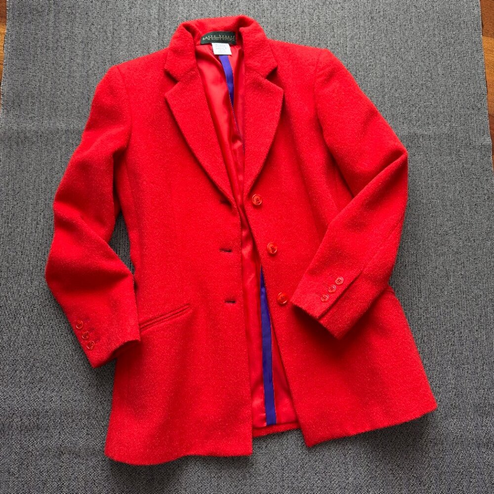 Wool Alpaca Blend Blazer Harvé Benard Red Jacket - Picture 10 of 17